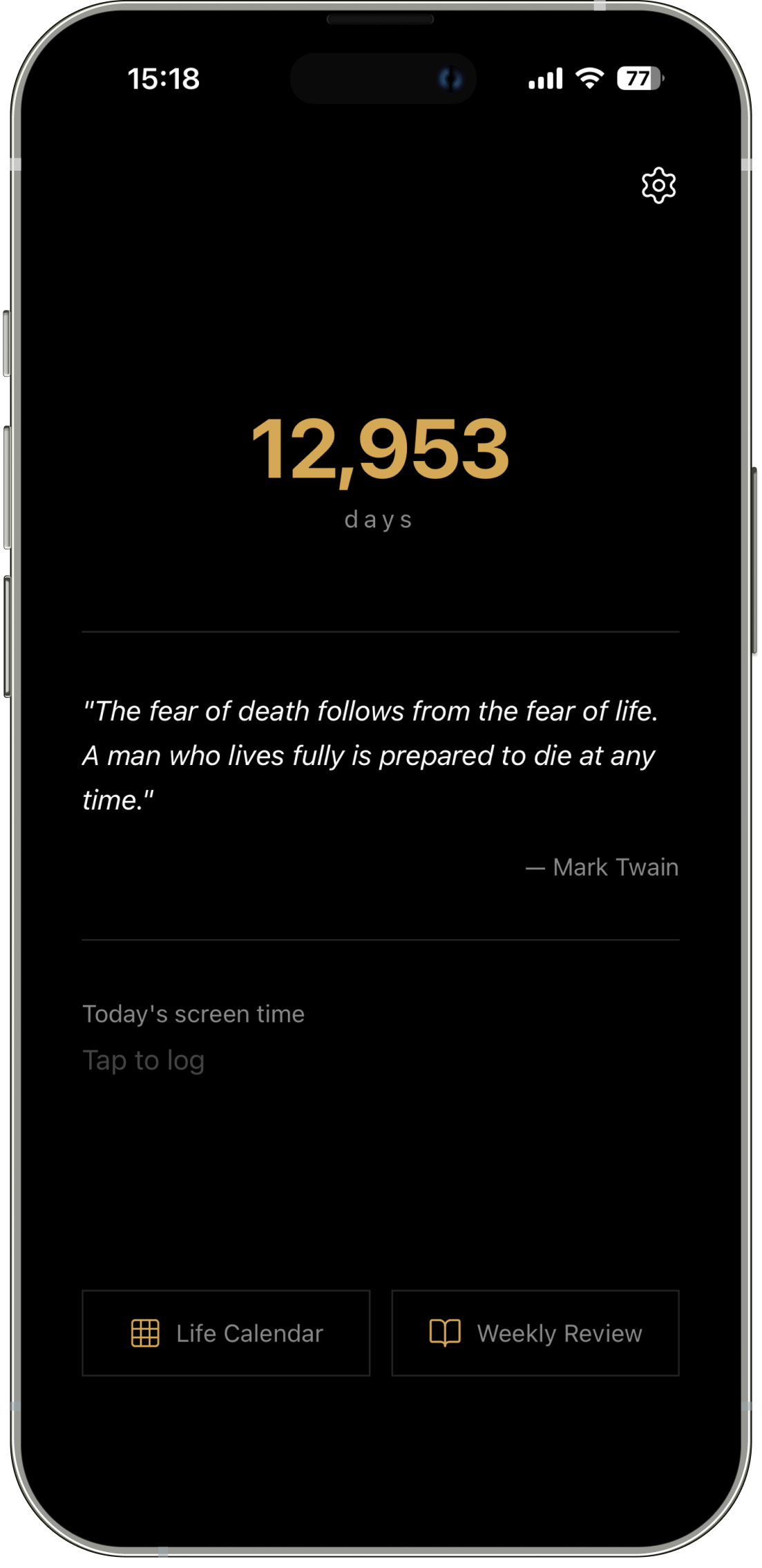 Home — remaining days and daily Stoic quote