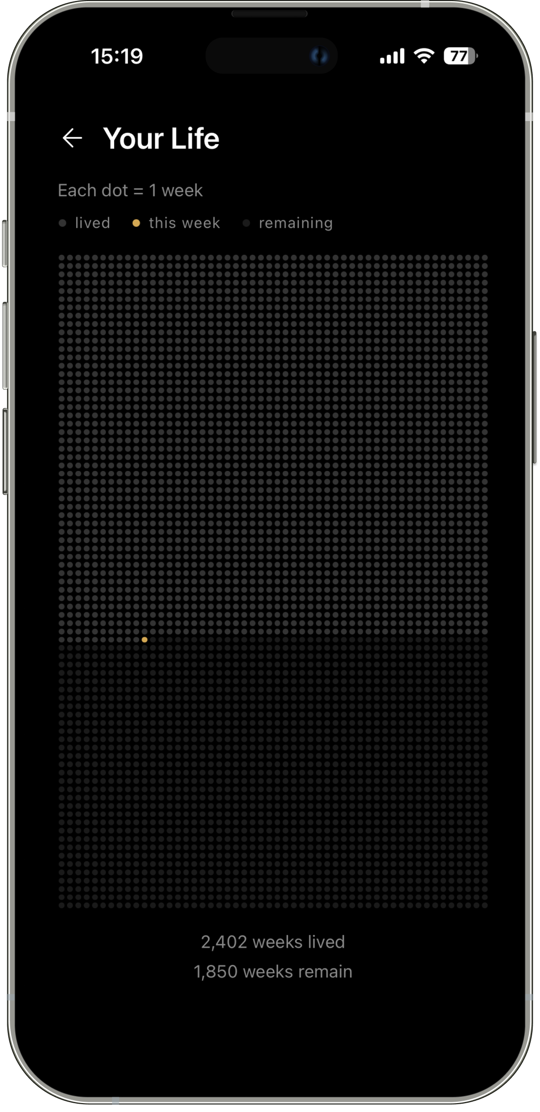 Life Calendar — your entire life as a grid of weeks