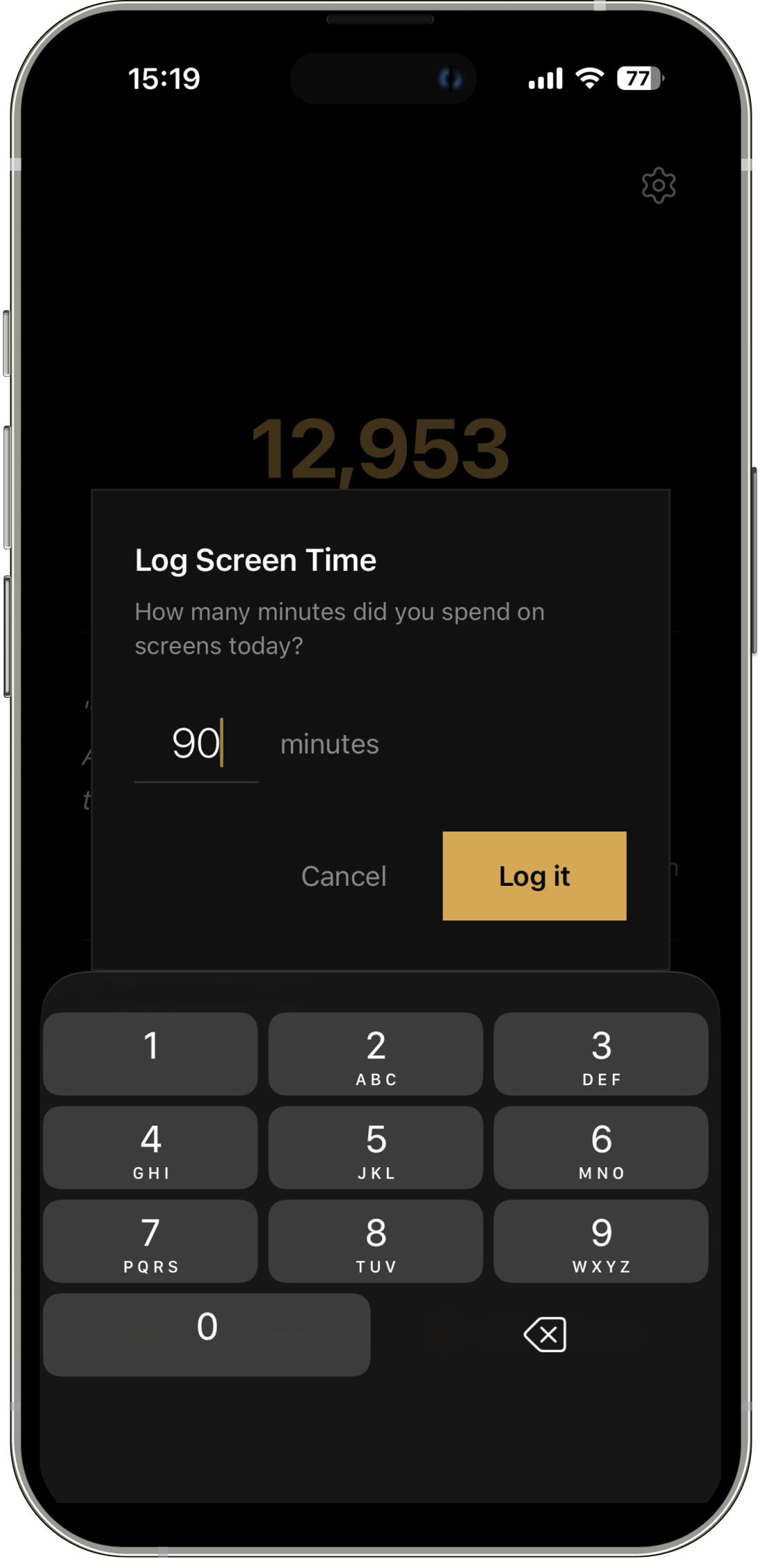 Screen Time — log your daily screen time